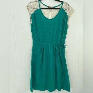 Prana Angelina Lace Drawstring Waist Midi Dress Organic Size Medium